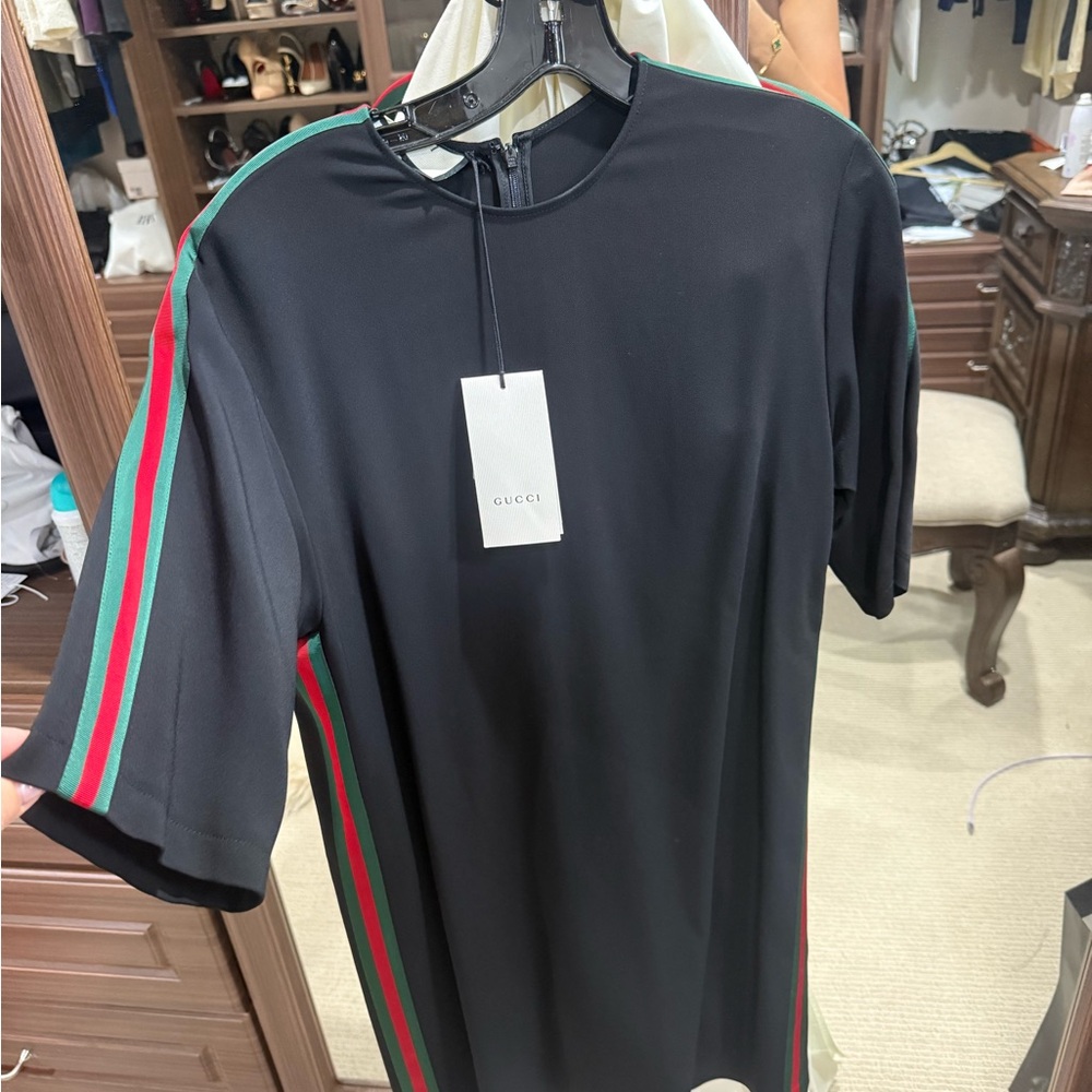 Gucci Black Tunic with Red and Green Accents